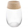 Florero de vidrio con soga decorativa