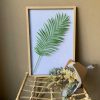 Cuadro de madera con hoja de palma