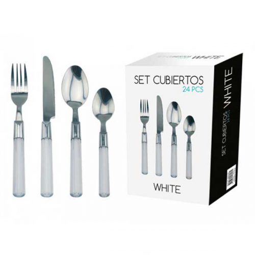 set de cubiertos 24 piezas acrilico white