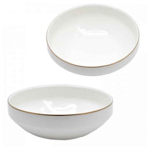 Bowl Sakura blanco con borde gold x4