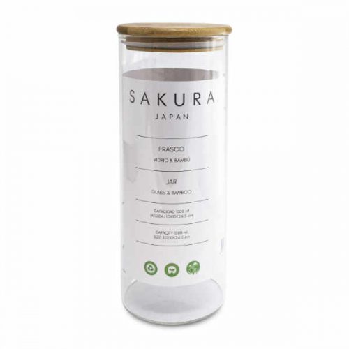 Frasco de vidrio Sakura 1,5L redondo con tapa