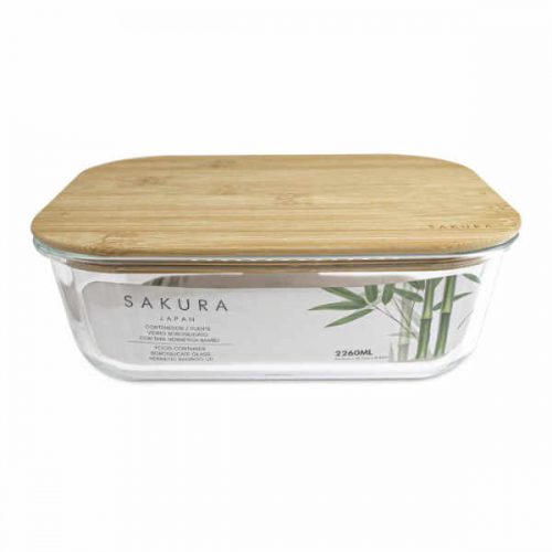 Frasco de vidrio Sakura 2.3L rectangular con tapa