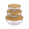 Set x3 bowls de vidrio con tapa Sakura