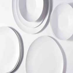 Set x 4 de vajilla organico simil melamina blanco – Plato playo – Plato Postre – Bowl