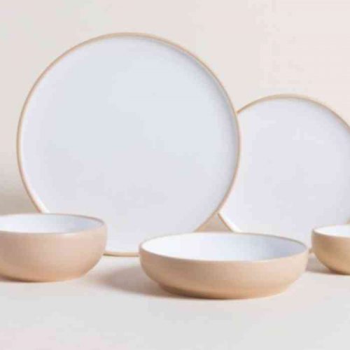 Set de vajilla por 5 piezas para 4 personas TERRA Beige Blanco