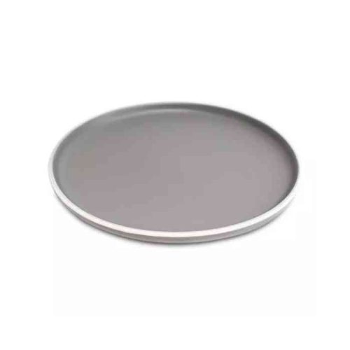 Plato de postre Sakura gris con borde blanco x 6