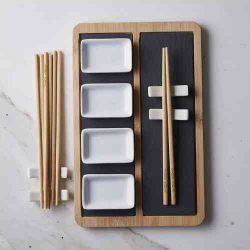 Set de sushi para 4 bamboo 32x20cm- Blanco